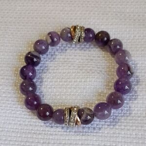 Brighton Purple and Silver Beaded Bracelet